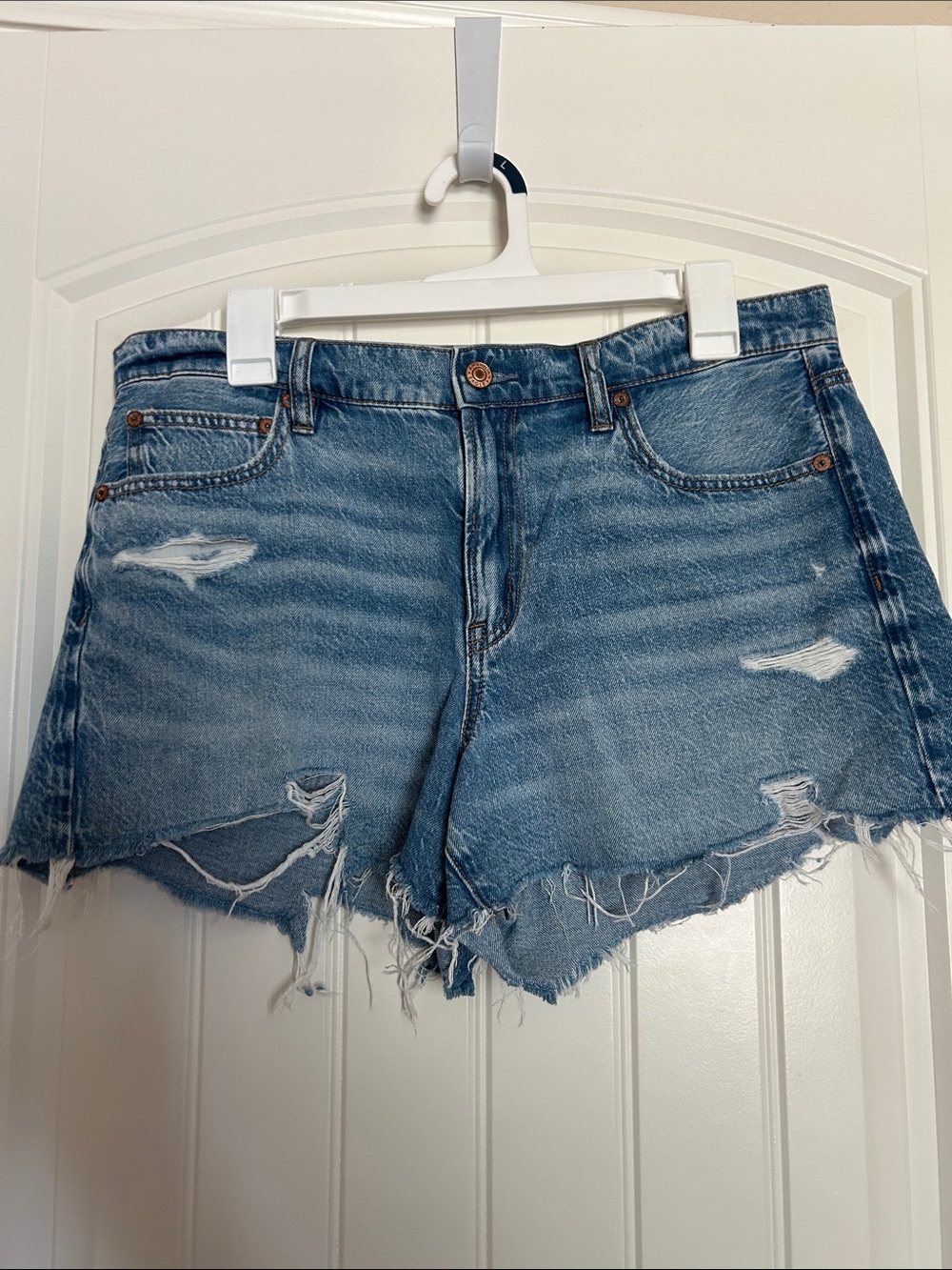 American Eagle Outfitters Light Blue Distressed Denim Shorts